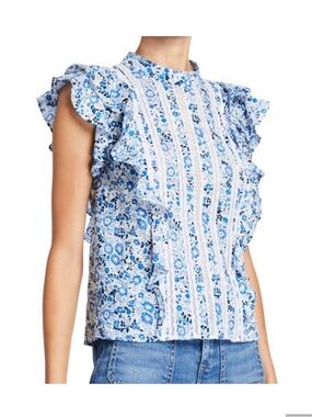 Veronica Beard Sol Floral Ruffle H-neck 6